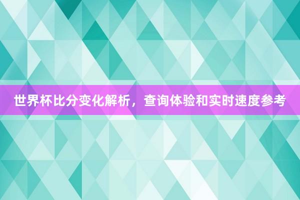 世界杯比分变化解析，查询体验和实时速度参考